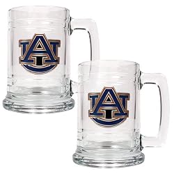 Auburn Tigers NCAA 2pc 15oz Glass Tankard Set by Great American Products