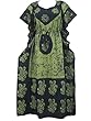 Womens Cotton Caftan Green Batik Printed Hippy Kaftan Dress Gift for Mom