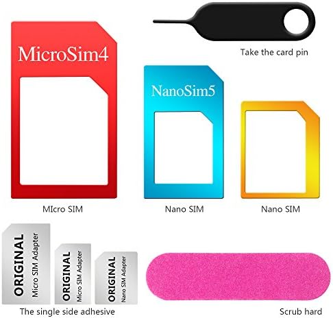 Sumci 5-in-1 Nano Micro Standard SIM Card Adapter Converter Kit with SIM Card Folder and Needle