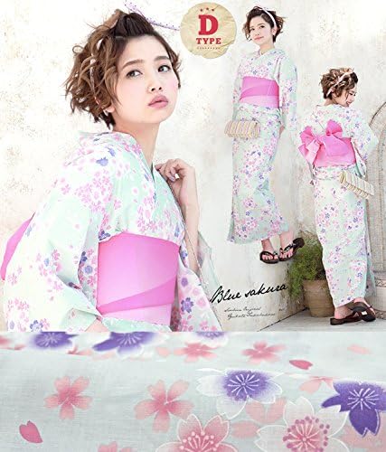 Yukata 3pc Set with Obi Band and Geta Sandal One Size