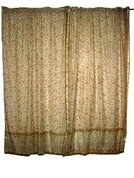 2 Cream Gold Floral Art Silk India Sari Drapes Curtains Panels Window Decor 86"
