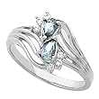 14K White Gold Sky Blue Topaz and Diamond Ring