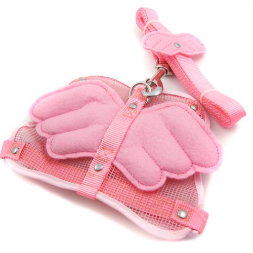 Alfie Couture Pet Accessory – Angel Wing Harness with Leash – Color: Pink, Size: M
