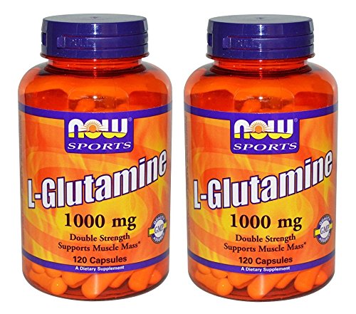 Now Foods L-Glutamine, Double Strength, 1000 mg, 120 Capsules, 2 Pack