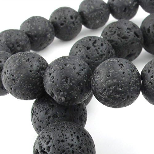 Mygoodie Jewelry 10-12mm Lava Rock Mens Womens Bracelet, Natural Energy Stone Gemstone Beads, Black