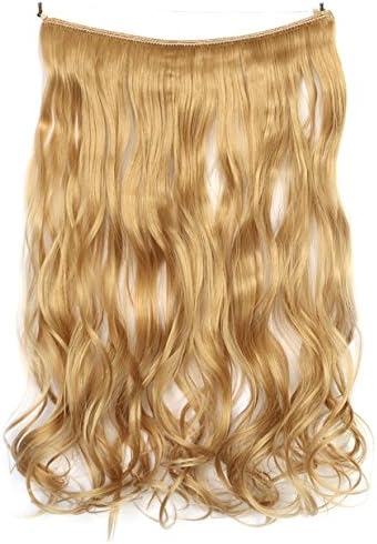 Manwu 18inch 80g Hide Halo Long Curly Big Wavy Flip in Hair Extension Synthetic Hairpieces in Beauty 25# Golden blonde