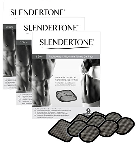 Slendertone Replacement Gel Pads for All Slendertone Abdominal Belts, 3 Sets (9 Gel Pads)