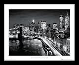 Manhattan Night (Skyline, Bridge, WTC) Framed Art Poster Print - 16