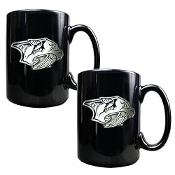 Nashville Predators 2pc Black Ceramic Mug Set - Primary Logo NHL Hockey