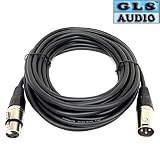GLS Audio 25ft Mic Cable Patch Cords - XLR Male to XLR Female Black Microphone Cables - 25' Balanced Mike Snake Cord - SINGLE