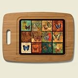 Large Cutting Board ~ Butterfly Patchwork ~ made of bamboo with poly surface ...