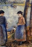 Ready to hang paintings on stretched canvas - Camille Pissarro - 24 x 34 inches - By the Water Ready to hang paintings on stretched canvas - Camille Pissarro - 24 x 34 inches - By the Water
