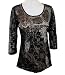 Vanilla Sugar - Skinny Minnie Trellis Lace 3/4 Sleeve, Boat Neck, Lace Trimmed, 100% Cotton Top  Black