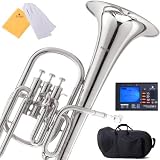 Mendini MAH-N Nickel Plated E Flat Alto Horn with Stainless Steel Pistons