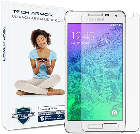 Tech Armor Samsung Galaxy S5 Alpha Premium Ballistic Glass Screen Protector ? Protect Your Screen from Scratches and Drops ? Maximize Your Resale Value ? 99.99% Clarity and Touchscreen Accuracy