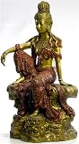 Kuan-Yin Royal Ease Gold and Red Statue, Large