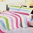 [Colorful Strip] 100% Cotton 3PC Vermicelli-Quilted Striped Patchwork Quilt Set (Full/Queen Size)