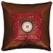 Decorative Handmade Brown & Red Chinese Calligraphy Golden Sunflower Cushion Cover / Pillow Sham