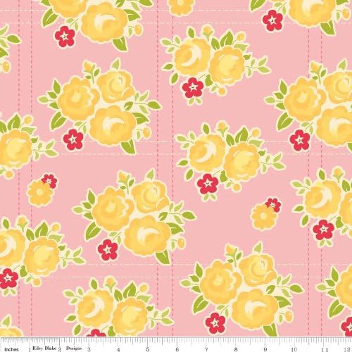 Sidewalks Floral Pink Riley Blake Flannel Fabric F3481 sold by the yard