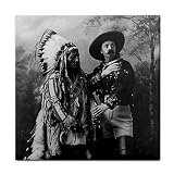 Buffalo Bill Sitting Bull Ceramic Tile Coaster Great Gift Idea