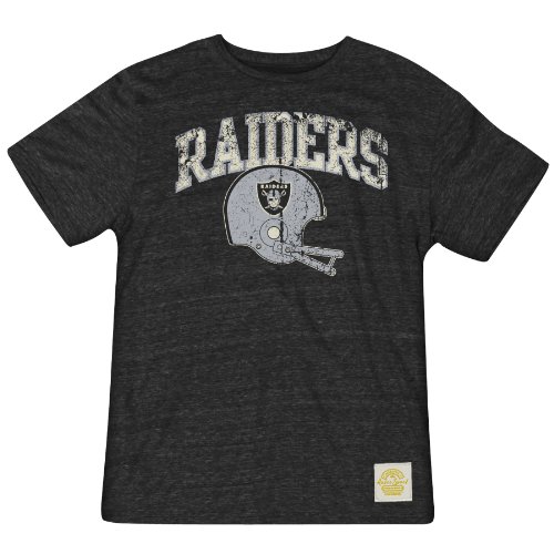 NFL Men's Oakland Raiders Buttonhook Tri-Blend Tee (Black, X-Large)