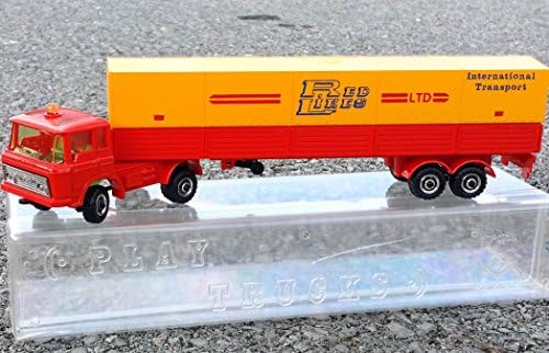 RARE! 1970's PLAY TRUCKS GREECE: RED LINES LTD International Transport Tractor Trailer TRUCK #17 - Approx 1:43 Scale