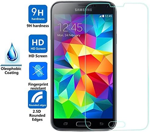 igloon(TM) Samsung Galaxy S5 Tempered Glass Screen Protector, Premium Shatter Proof Crystalline Tempered Glass Screen Protection for Samsung Galaxy S5, 9 H Hardness, 0.3mm Thickness,Made From Real Glass, Shatterproof, High Definition Clear Tempered Glass, Oleophobic Coating, Fast Deliver Guarantee(Fulfilled by Amazon,Normally can receive in 3 days) - (For Samsung Galaxy S5)