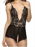 FQHOME Womens Sexy Black Beauty Teddy Size S