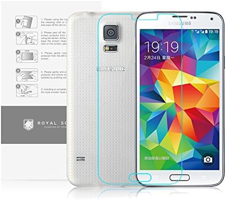 Royal Scuta High Defintion(HD) and Clear Transparent Screen Protectors for Samsung Galaxy S5 Tempered Glass and Touchscreen Accuracy Screen Protector (Anti-Blue Glare)