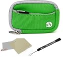 Green - Grey Trim Slim Protective Soft Neoprene Cover Carrying Case Sleeve with Extra Pocket for Nikon Coolpix S2500 S3100 S4100 S5100 S6100 S6200 S8100 S8200 Point and Shoot Digital Camera + Includes a anti glare screen protector, will protect from any small scratches and dirt.