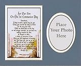 Gift For A Son on His 1st Communion Day. Touching 8x10 Poem, Double-matted in Blue/white and Enhanced with Watercolor Graphics.