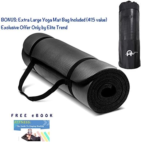 OM Exercise Yoga Mat - 1/2-Inch Extra Thick Extra Long 72-Inch - High Density Foam with Yoga Mat Bag and Sling by Elite Trend - Free 63 Pages eBook - "Fitness: The Guide to Staying Healthy". 100% Satisfaction Guaranteed [New Arrival]