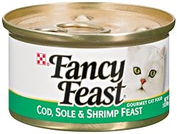 Fancy Feast Gourmet Cat Food, Cod Sole & Shrimp Feast, Classic 3-Ounce Cans (Pack of 24)