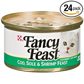 Fancy Feast Gourmet Cat Food, Cod Sole & Shrimp Feast, 3-Ounce Cans (Pack of 24)
