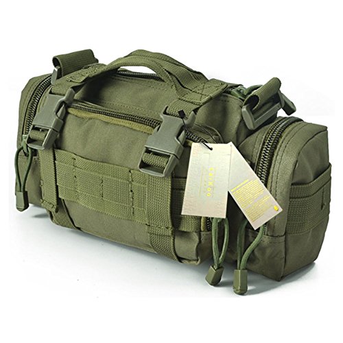 LarKoo Deployment Waist Chest Pack Outdoor Military Duffle Tactical Assault Combined Backpack Rucksack Sport Molle Camping Trekking Messenger Crossbody single Shoulder Bag +6 Key Buckle (Army Green)