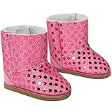 Doll Boots Pink Sequins, 18 Inch Doll Shoes Fits 18' American Girl Dolls & More! Pink Sequin Boots