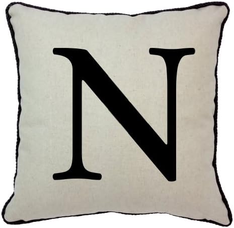 Spice Home Décor Graphics Alphabet Linen and Cotton Blend Throw Pillow, N, 17-Inch