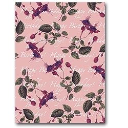 Happy Birthday with fuchsia collage - 5" x 7" Vellum Overlay Greeting Card