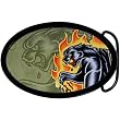 Oval Flaming Black Panther Belt Buckle