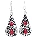 YAZILIND Vintage Red Round Teardrop Embossed Dangle Drop Hook Earrings for Women