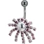 Pink Fireworks Crystal Gem Belly Button Ring Navel Piercing Bar Body Jewelry