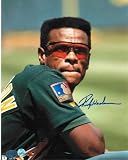 Rickey Henderson Oakland Athletics - Green Jersey -Autographed 8x10 Photo