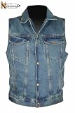 Xelement Mens Blue Denim Motorcycle Vest - Size : Large