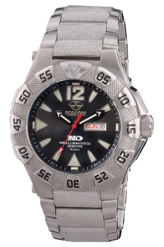 REACTOR Mens 52001 Gamma Never Dark Black Dial Titanium Bracelet Watch