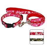 Camo Cool Camouflage Print Polycotton Dog Collar & Leash Set - Pink Jungle
