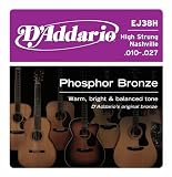 D’Addario EJ38H Phosphor Bronze Acoustic Guitar Strings, High Strung/Nashville Tuning, 10-27