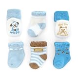 Carter's 6 Pack Boys Terry Cuff Comfy Fit Socks - Blue, 0-3 Months