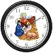 Nativity Scene in Manger Christian Theme Wall Clock by WatchBuddy Timepieces (Black Frame)