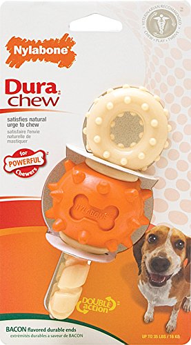 Nylabone Dura Chew Wolf Bacon Flavored Revolving Ends Bone Dog Chew Toy