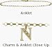 Diamond Initial N Yellow Gold 10 Charm Anklet